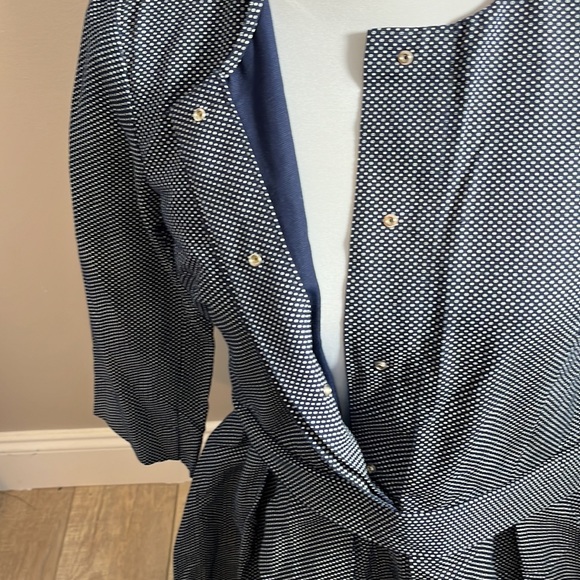 NWT Gap 3/4 sleeve button close top, side zip knee length navy blue and white 2 - Picture 3 of 12